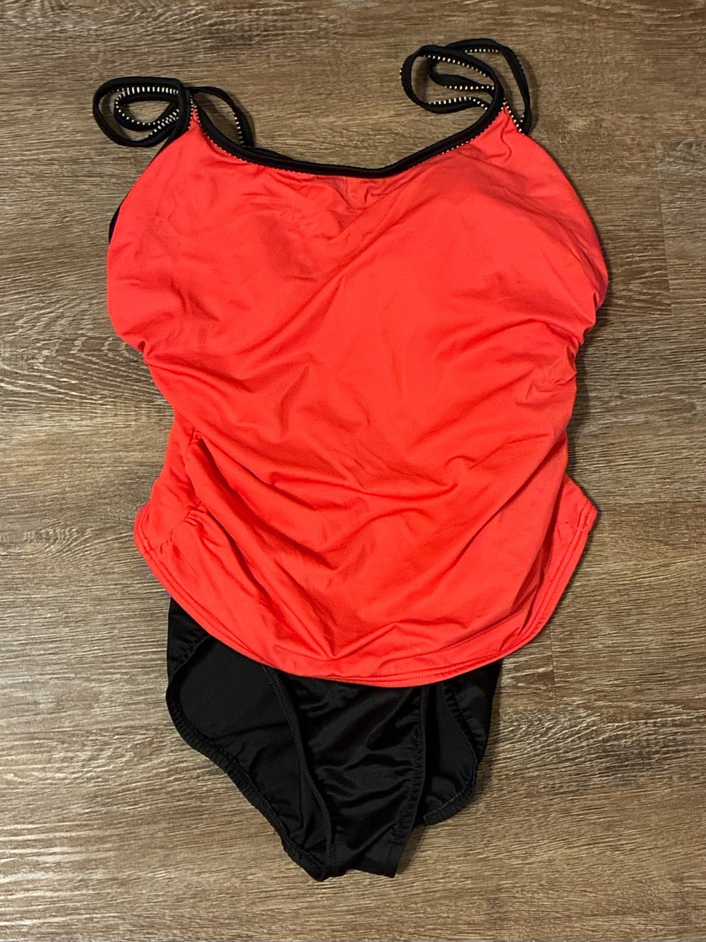 Miraclesuit Vintage Fauxkini One Piece Swimsuit 12L Long Orange Black Style 1742